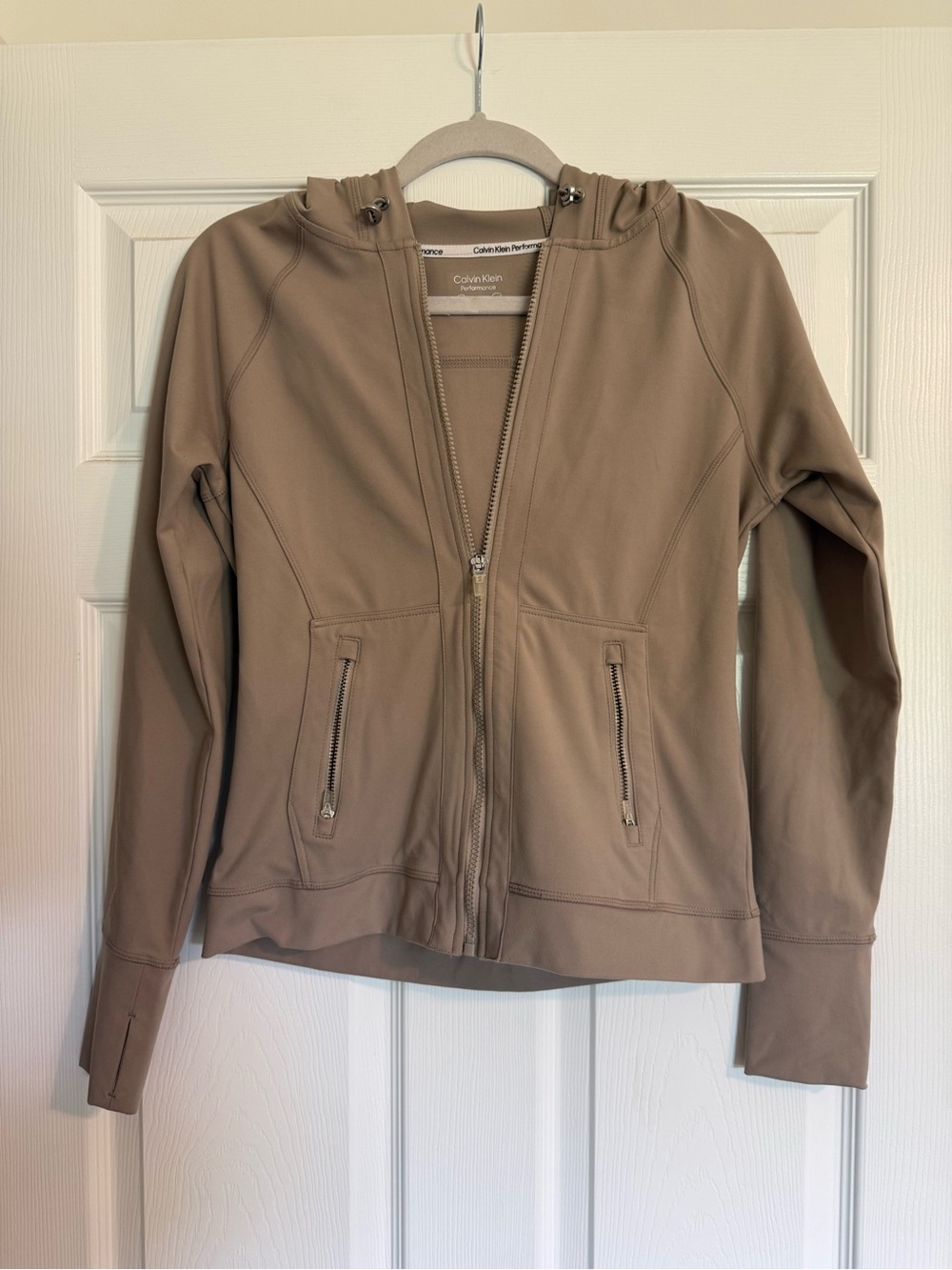 Calvin Klein Performance Taupe Bomber Hoodie Jacket